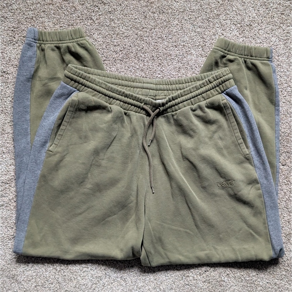 Levi's Mens L Jogger Sweatpant Green Olive Gray Casual Lounge Comfy Athletic